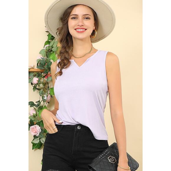 NWT LAVENDER V NECK SLEEVLESS T SHIRT TANK TOP - Extra Large - Picture 4 of 4